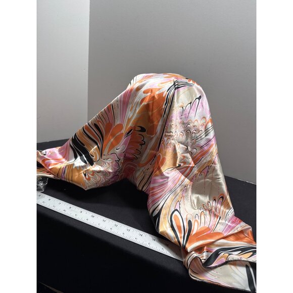 Kinati Lake Yomi The Collection Satin Head Wrap Orange Pink Geometric Black - Picture 2 of 8